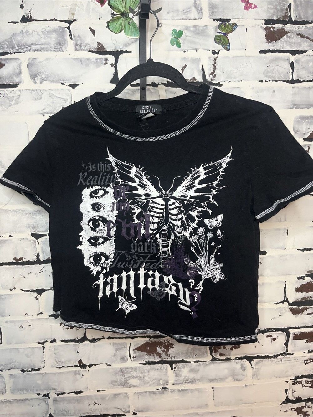 Social Collision Dark Twisted Fantasy Butterfly Goth Emo Shirt